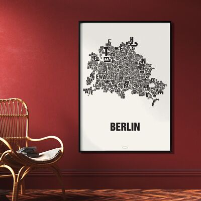 Letra place Berlin negra sobre blanco natural - 70x100cm-impresión digital-laminada