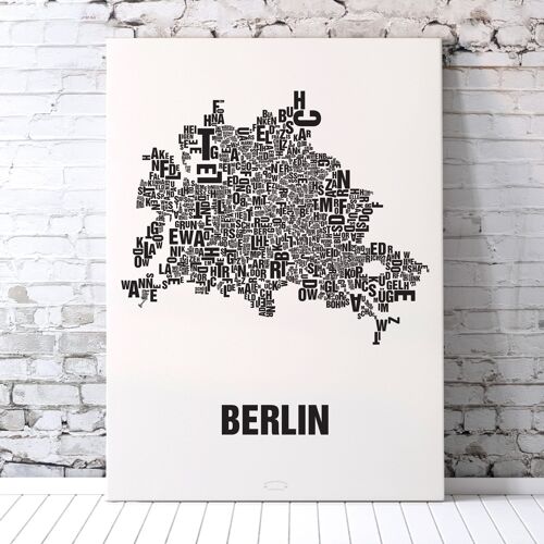 Buchstabenort Berlin Schwarz auf Naturweiß - 70x100cm-leinwand-auf-keilrahmen