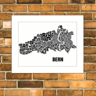 Place of letters Bern black on natural white - 40x50cm-passepartout