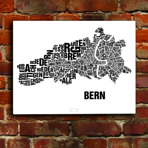 Buchstabenort Bern Schwarz auf Naturweiß - 40x50cm-leinwand-auf-keilrahmen