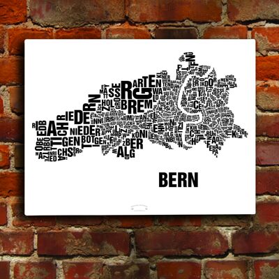 Luogo delle lettere Berna nero su bianco naturale - 40x50cm-tela-su-barella