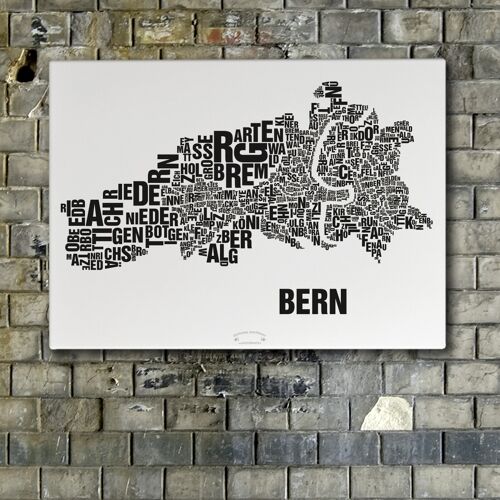 Buchstabenort Bern Schwarz auf Naturweiß - 50x70cm-leinwand-auf-keilrahmen