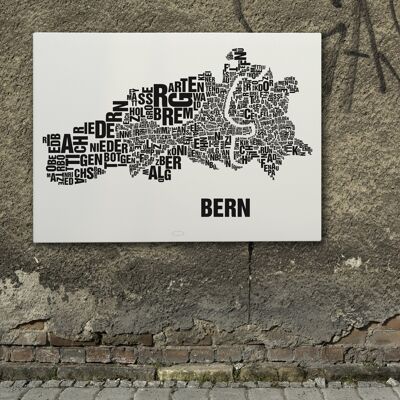 Lugar de letras Berna negro sobre blanco natural - 70x100cm-lienzo-en-camilla
