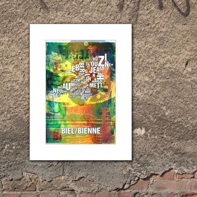 Place of the letters Biel/Bienne See art print - 30x40cm-passepartout