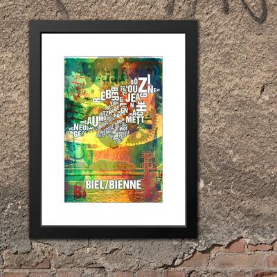 Place of the letters Biel/Bienne See art print - 30x40cm-passepartout-framed