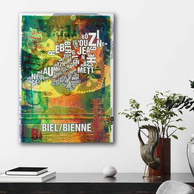 Buchstabenort Biel/Bienne See Kunstdruck - 50x70cm-leinwand-auf-keilrahmen
