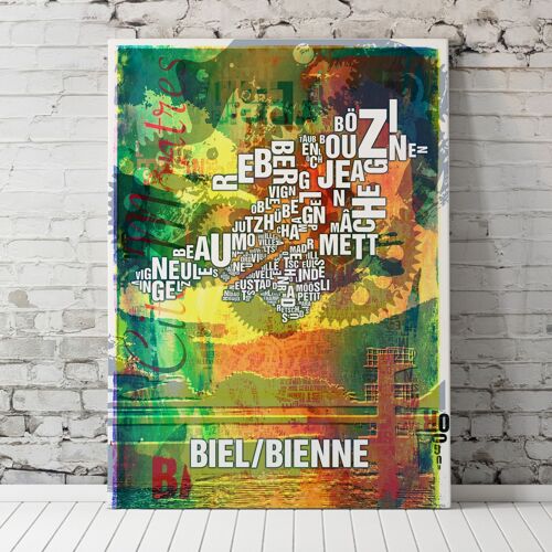 Buchstabenort Biel/Bienne See Kunstdruck - 70x100cm-leinwand-auf-keilrahmen