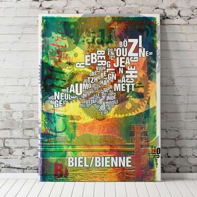 Luogo delle lettere Biel/Bienne See stampa d'arte - 70x100cm-tela-su-barella
