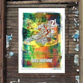 Place des lettres Biel/Bienne Voir tirage d'art - 140x200cm-en-4-part-stretch 3