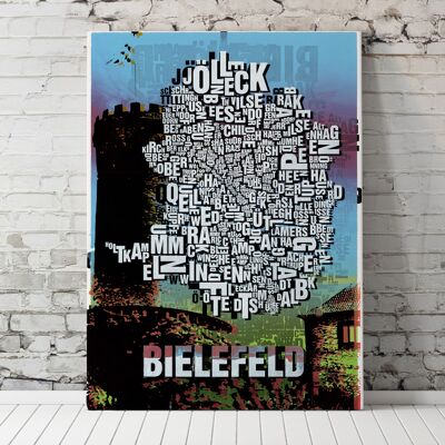 Lugar de letras Bielefeld Sparrenburg lámina - 70x100cm-lienzo-en-camilla