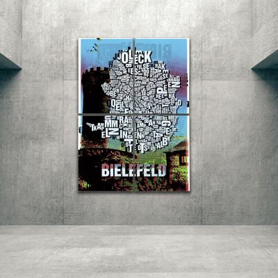 Place of letters Bielefeld Sparrenburg art print - 140x200cm-as-4-part-stretcher