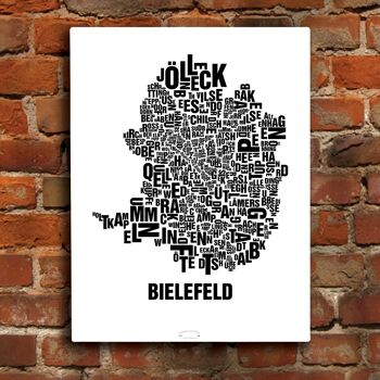 Place des lettres Bielefeld noir sur blanc naturel - 40x50cm-toile-sur-châssis 1