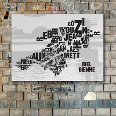 Buchstabenort Biel/Bienne See - 50x70cm-leinwand-auf-keilrahmen