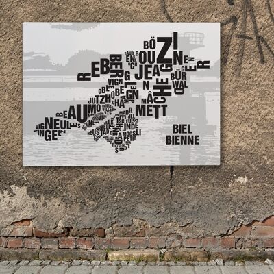 Buchstabenort Biel/Bienne See - 70x100cm-leinwand-auf-keilrahmen