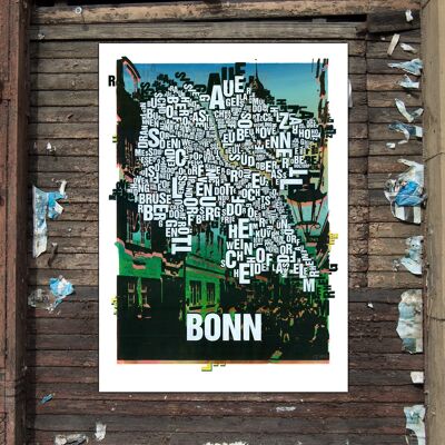 Impresión del arte de la ciudad vieja de Bonn del lugar de la letra - impresión digital de 50x70cm