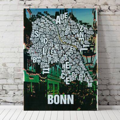 Luogo delle lettere Stampa artistica della città vecchia di Bonn - 70x100cm-tela-su-barella