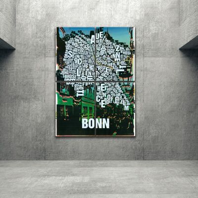 Luogo delle lettere Stampa artistica della città vecchia di Bonn - 140x200cm-come-4-parte-stretcher