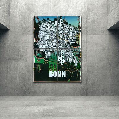 Buchstabenort Bonn Altstadt Kunstdruck - 140x200cm-als-4-teiliger-keilrahmen