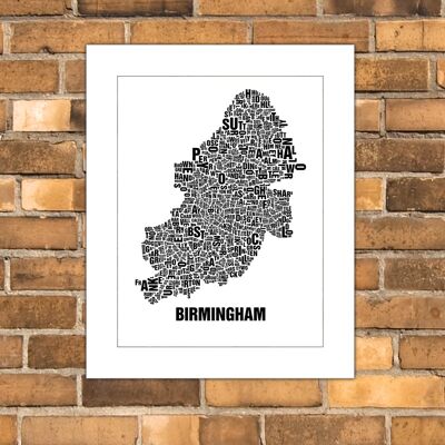 Localizzazione lettere Birmingham nero su bianco naturale - 40x50cm-passepartout