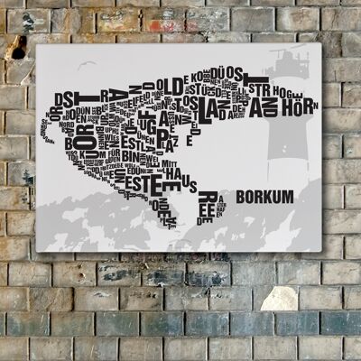 Lugar de letras Faro de Borkum - 50x70cm-lienzo-sobre-camilla