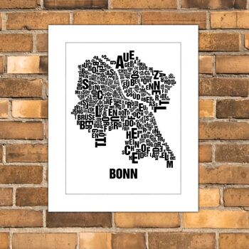 Place aux lettres Bonn noir sur blanc naturel - 40x50cm-passepartout 1