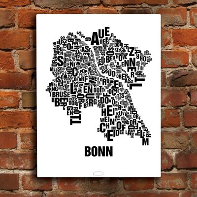 Buchstabenort Bonn Schwarz auf Naturweiß - 40x50cm-leinwand-auf-keilrahmen