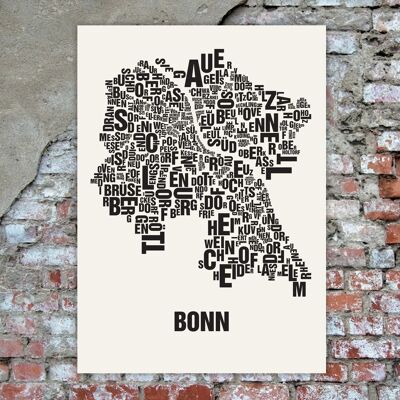 Posto lettere Bonn nero su bianco naturale - 50x70cm-serigrafia fatta a mano