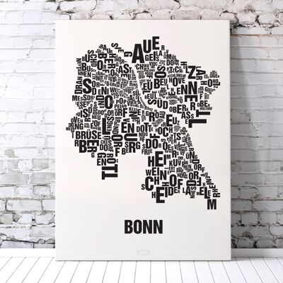 Letra place Bonn negro sobre blanco natural - 70x100cm-lienzo-en-camilla