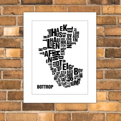 Letter place Bottrop black on natural white - 40x50cm-passepartout