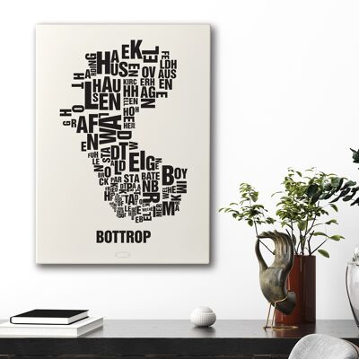 Letter place Bottrop black on natural white - 50x70cm-canvas-on-stretcher