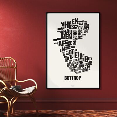 Letter place Bottrop black on natural white - 70x100cm-digital print-rolled