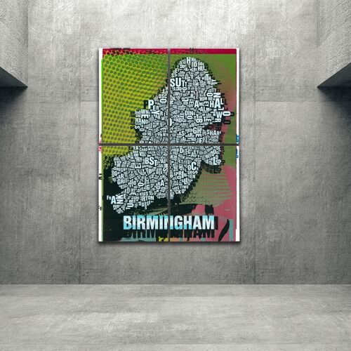 Buchstabenort Birmingham Bullring Kunstdruck - 140x200cm-als-4-teiliger-keilrahmen