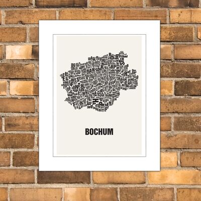 Posizione lettere Bochum nero su bianco naturale - 40x50cm-passepartout