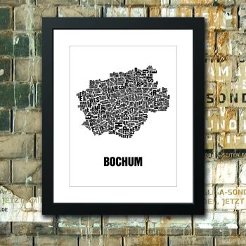 Emplacement lettre Bochum Noir sur blanc naturel - 40x50 passe-partout encadré 1