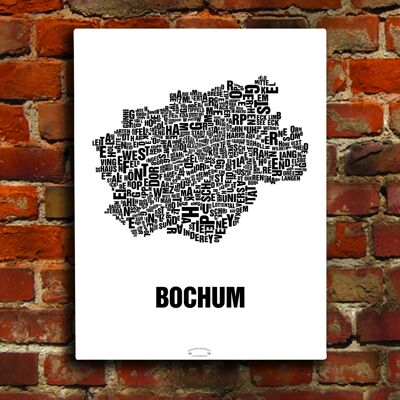 Buchstabenort Bochum Schwarz auf Naturweiß - 40x50cm-leinwand-auf-keilrahmen