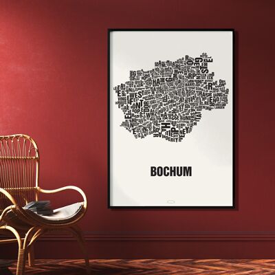 Letter location Bochum Black on natural white - 70x100cm-digital print-rolled