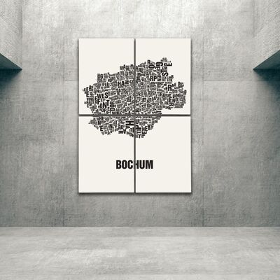 Posizione della lettera Bochum nero su bianco naturale - 140x200cm-come-4-parte-stretcher