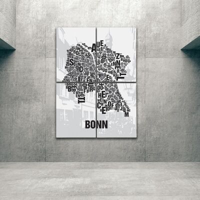 Luogo delle lettere Centro storico di Bonn - 140x200cm-come-barella-in-4 parti