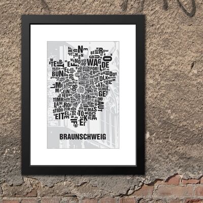 Buchstabenort Braunschweig Dom - 30x40cm-passepartout-gerahmt