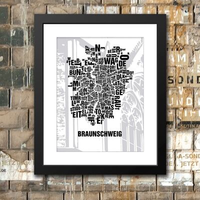 Buchstabenort Braunschweig Dom - 40x50-passepartout-gerahmt