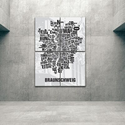 Buchstabenort Braunschweig Dom - 140x200cm-als-4-teiliger-keilrahmen