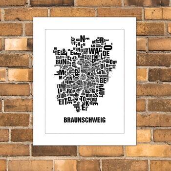 Emplacement lettre Braunschweig noir sur blanc naturel - 40x50cm-passepartout 1