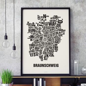 Emplacement lettre Braunschweig noir sur blanc naturel - 40x50cm-passepartout 2