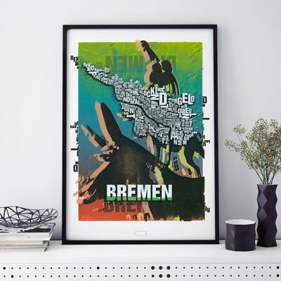 Lugar de letras Músicos de la ciudad de Bremen lámina - 50x70cm-impresión digital-enmarcada