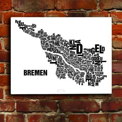 Lugar de letras Bremen negro sobre blanco natural - 40x50cm-lienzo-en-camilla