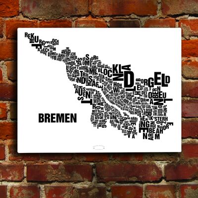 Buchstabenort Bremen Schwarz auf Naturweiß - 40x50cm-leinwand-auf-keilrahmen