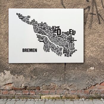 Place des lettres Bremen noir sur blanc naturel - 40x50cm-toile-sur-châssis 4