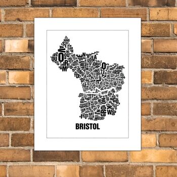 Emplacement lettre Bristol Noir sur blanc naturel - 40x50cm-passepartout 1