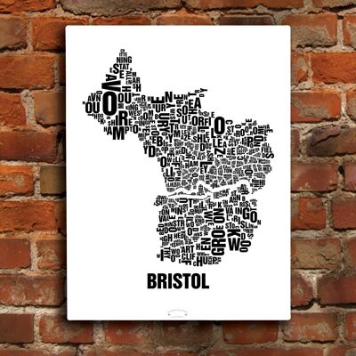 Buchstabenort Bristol Schwarz auf Naturweiß - 40x50cm-leinwand-auf-keilrahmen