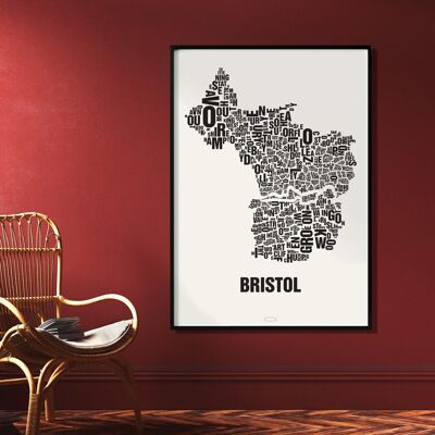 Buchstabenort Bristol Schwarz auf Naturweiß - 70x100cm-digitaldruck-gerollt